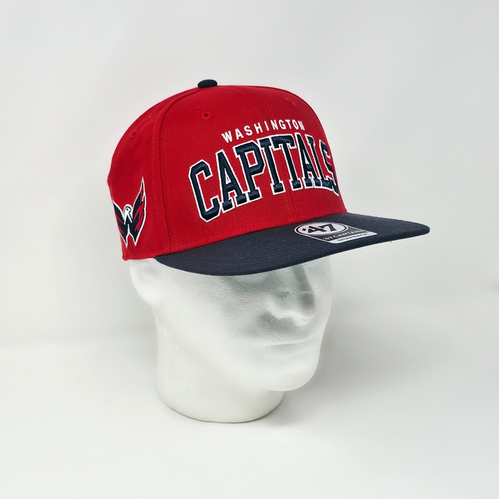 '47 Brand Washington Capitals Captain Snapback Hat Mens Red Navy Adjustable Cap